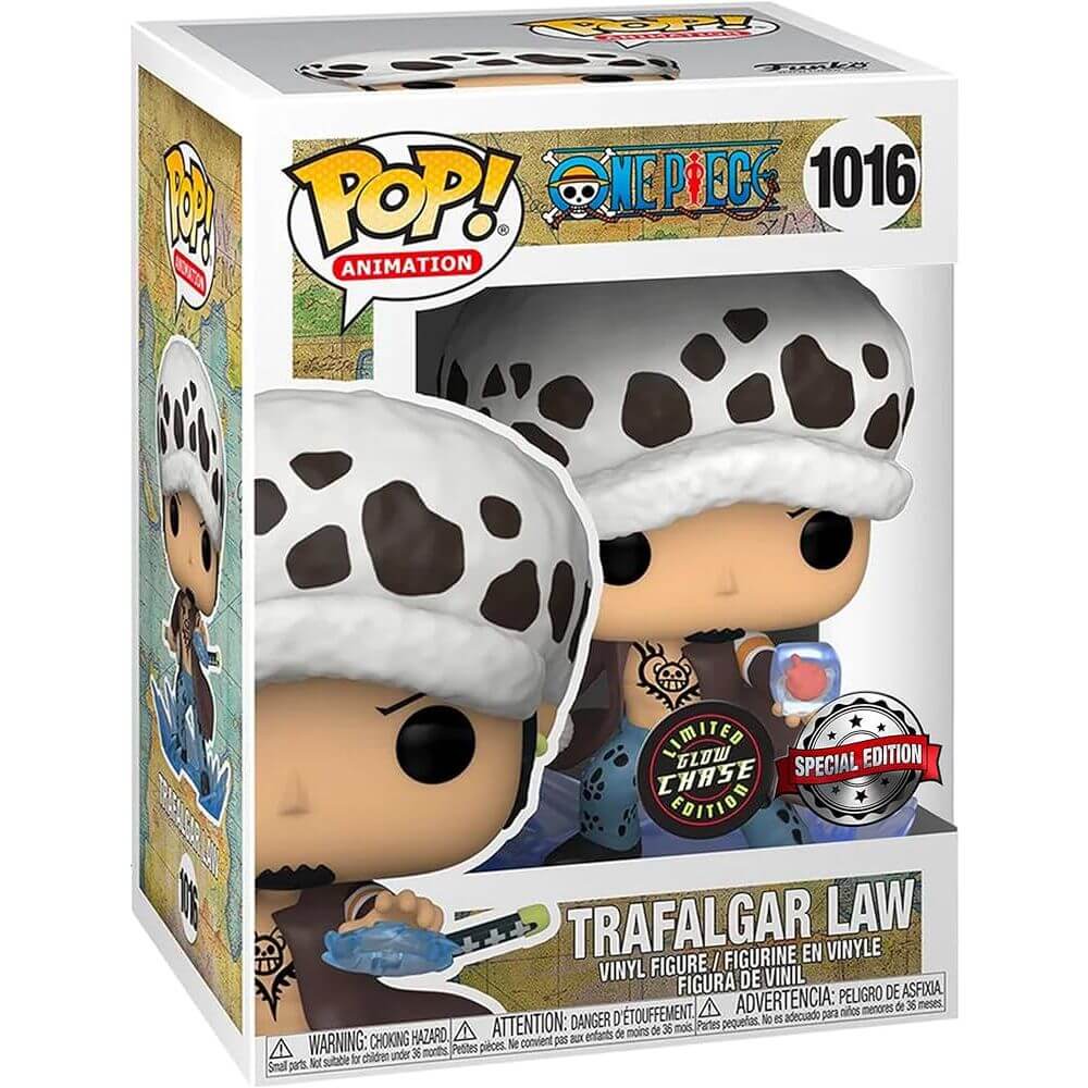 FUNKO POP! One Piece Trafalgar Law Limited Chase Edition 1016 vinyl figure in box for collectors, 9 cm tall, durable high-quality vinyl